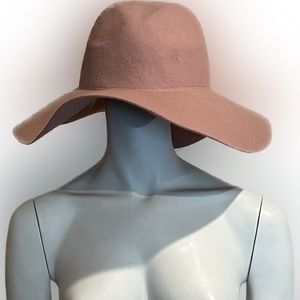 NWT H&M Pink Felt Wide Rim Floppy Boho Festival Hat Dusty Rose Vintage Pink SZ M